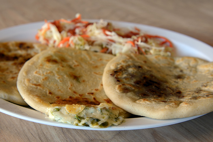 Pupusas, prepared as if you were in El Salvador, try the different fillings!